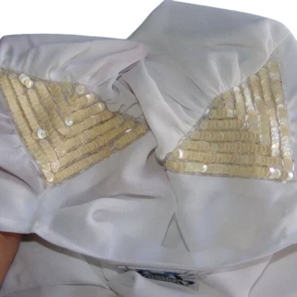 Vintage Contempo Casual Blouse, M, Off-white, Sequin statement Shoulders, LS - Picture 9 of 12